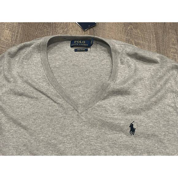 Polo Ralph Lauren Blue Pima Cotton Sweater Navy Blue Pony - XL NWT - Picture 6 of 10